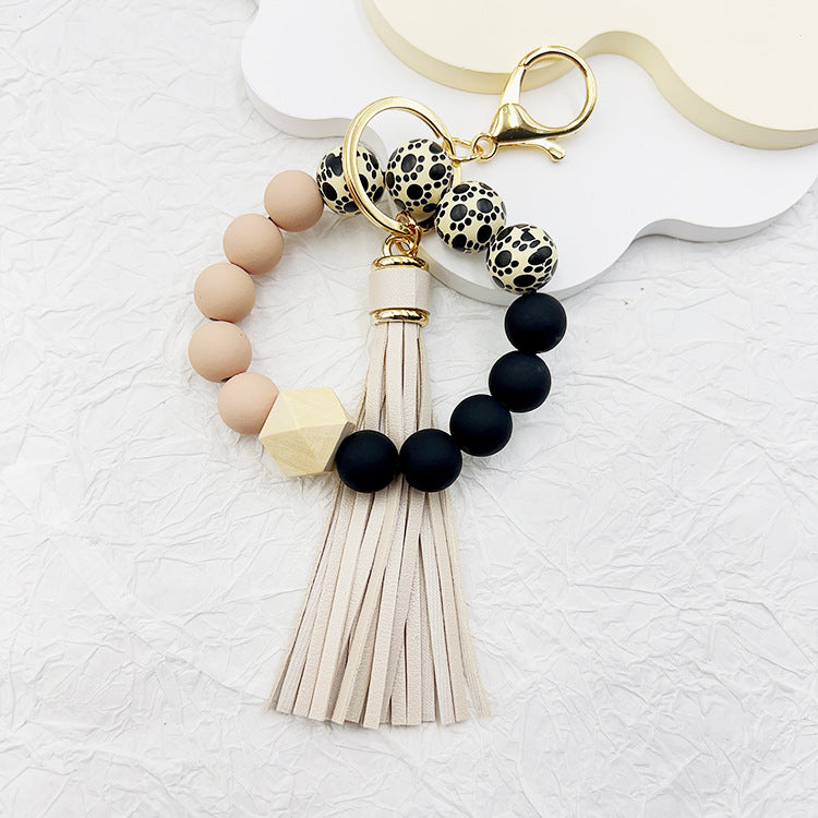 Wholesale Creative Silicone Bead Bracelet Rhizoma Sumac Bead Wrist Keychain